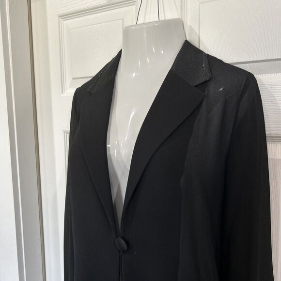 Vintage Night Studio Sheer Black Chiffon Duster Formal Evening Wedding Elegant - Picture 2 of 13